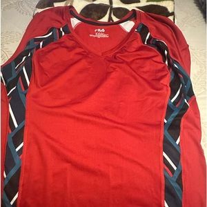 Women’s FILA  red/blue/white workout shirt.
